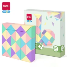DELI YP107 Penggaris Ajaib Macaron - Desain bentuk yang fleksibel dan serbaguna; mendorong pemikiran spasial dan kreativitas; sudut membulat, bahan ABS tahan gores; termasuk buku panduan; mainan edukasi dini untuk anak usia 3 tahun ke atas. - Warna makaron - View 10