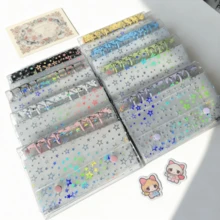 A6尺寸透明星星造型活頁夾，雙扣設計，透明軟封面，大容量筆記本套組，便攜貼紙本，K-POP相簿，集郵冊，貼紙收納本，日記本，貼紙收納簿，計畫本，剪貼簿，文具 - A6 - 查看 3