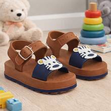 Sandália Papete Infantil Masculino Menino Com Fivela Animais Confortável Leve Fofo - Zebrinha - Visão 2