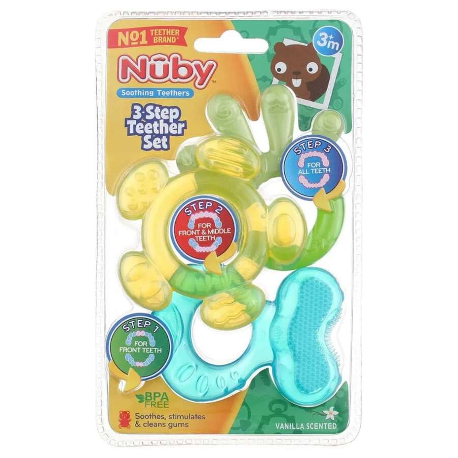 set tres mordedera de silicon suave nuby tres etapas - Multicolor - Ver 1