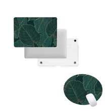 Marble Pattern Laptop Case + Mouse Pad Set - Dark Green Leaves - View 1