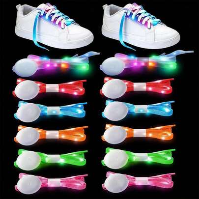 Creative LED 8th Gen Colorful Shoelaces, Fashion Casual, Nylon Braided Rope In Multiple Colors Suitable For Festivals, Gatherings, Birthdays, Parties, Atmosphere Lighting Stage Props