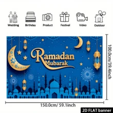 2D Flat Flags, 2D Flag Banners, 1pc Eid Mubarak Banner, Ramadan Mubarak Decorations, Suitable For Events, Weddings, Parties, Ceremonies, All Seasons, Entryway, Room Decor - Multicolor - View 7