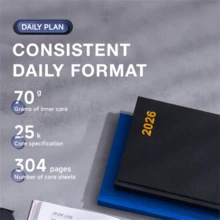 Tapsin 2026 Diary A5 Page A Day/Week To View Diary Hardback Case Bound Back Cover - Black - View 6