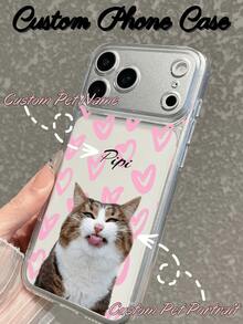 1pc Customized Pet Photo & Name Phone Case, Transparent Anti-Drop Shock-Proof Cover, Personalized Pet Photo & Name Design, Unique Commemorative Edition, Compatible With IPhone 17/17Pro/17Pro Max/17Air/16/15/14/13/12/11 Series, Pro/Pro Max/Plus, S20-S25/Ultra/FE/Plus/Ultra - Clear - View 5