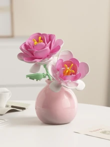 1pc/846pcs Artificial Everlasting Flowers Succulent Plants Handmade Flower Bouquets DIY Lily/Chrysanthemum/Rose/Hibiscus/Peony/Sunflower/Tulip/Gardenia 3D Puzzle Assembly Building Blocks Model Home Decor Desktop Ornaments, Mother's Day/Birthday Gift - Multicolor - View 8