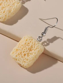 1对时尚树脂仿真方便面造型耳环，适合女性日常佩戴 - 黃色 - 查看 2