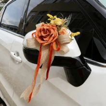 2 piezas Decoración para espejo retrovisor de coche de boda, decoración para manijas de puerta y carrocería del coche, simulación de moño multicolor para respaldo de silla de boda, apto para varios modelos de automóviles, satisface las necesidades de decoración de boda - Multicolor - Ver 6
