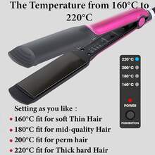 Professional Ceramic Flat Iron, Plug-In Heating, Quick Temperature Adjustment, Suitable For Home And Salon Use, Hair Care Gift - Hot Pink - View 6