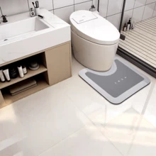 1pc Simple Silica Gel Non-Slip Bathroom Mat, U-Shaped Absorbent Pad For Washbasin, Bathroom Floor Mat & Carpet, Dirt-Resistant And Machine Washable, Suitable For Various Scenarios - Grey - View 13