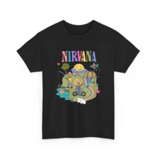 Nirvanas Pastel Cartoon T-Shirt Psychedelics Design Band Shirt - 黑色 - 查看 1