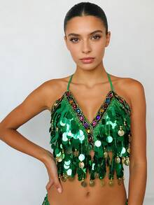 这款吸睛配饰饰有动感亮片流苏、飘逸吊坠和闪亮水晶饰边，是夜店和音乐节的必备单品。 - 彩色 - 查看 10