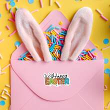 60pcs/30pcs Happy Easter Packaging Stickers, Leopard Print Easter Stickers, Easter Stickers, Easter Eggs, Easter Decorative Stickers, Party, Handmade, Card Sealing, Envelope Sealing, PVC Stickers 10pcs/30pcs - Multicolor - View 6