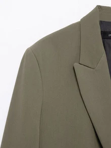 INDEFEIR Spring/Summer New Arrival Loose Double-Breasted Blazer For Women - Army Green - View 4