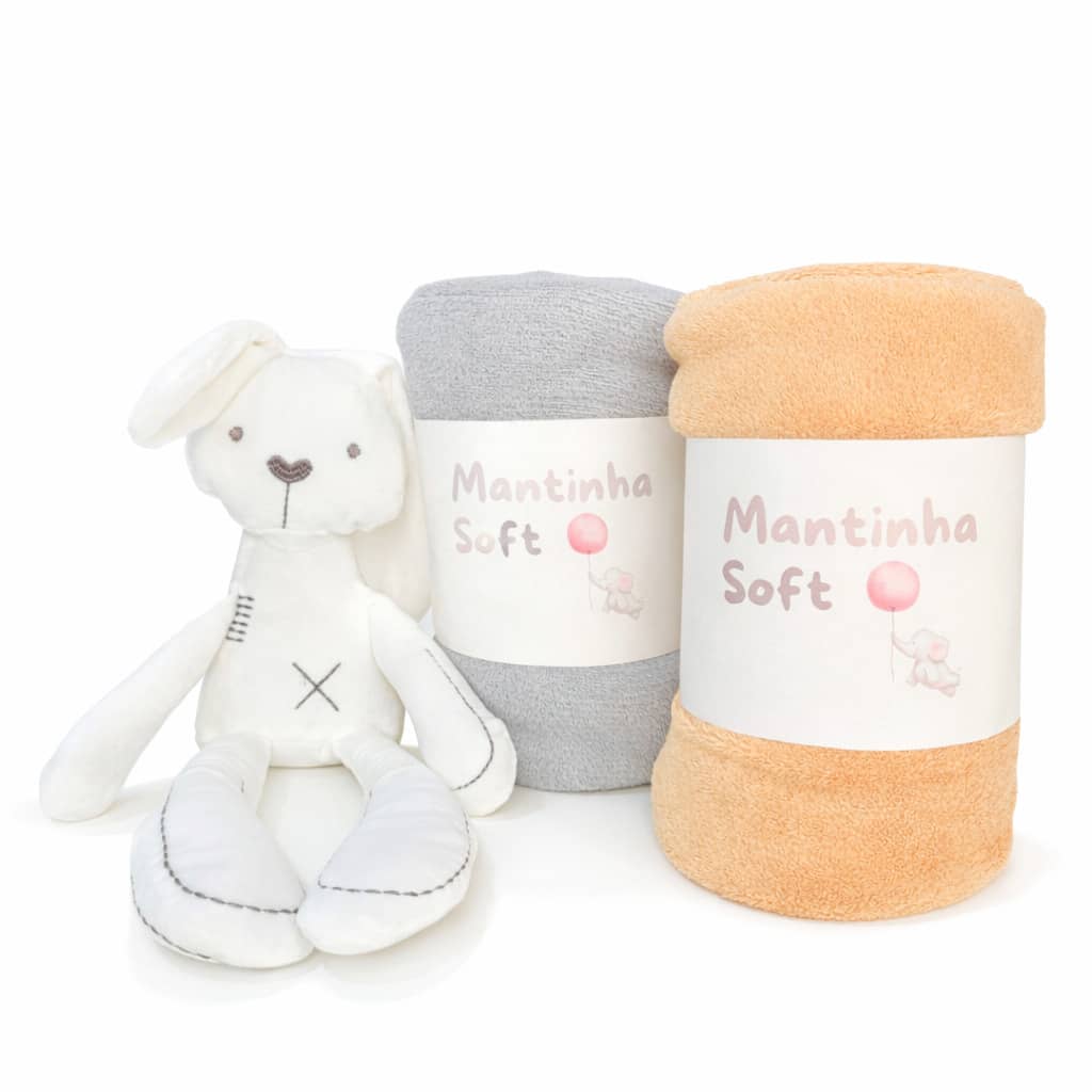 Set Of 2 Soft Microfiber Baby Blankets - 米色/灰色 - 查看 1