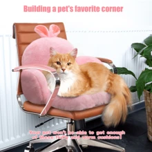 Cute Chair Cushion, Gaming Chair Cushion With Backrest Non-Slip, Comfy Seat Cushion For Office Desk, Kawaii Chair Cushions For Gamer, Soft Chair Cushion For Room Bedroom Decor(Black Kitty) - Thỏ Hồng - Xem 3