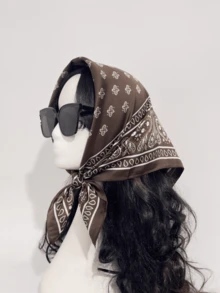 1条女士经典佩斯利花纹头巾，适合夏季海滩，可用作发带、发圈、披肩或腰带 - 彩色 - 查看 2