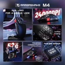 MAMBASNAKE ATTACK SHARK M4 Ultra-Light Wireless Gaming Mouse, 52g, 24000 DPI PAW3311 Optical Sensor, 2.4G/Bluetooth/Wired 3-In-1 Ergonomic Computer Mouse, RGB Lighting, 400mAh Battery, Programmable Mouse, Compatible With PC/Win, Christmas Gift, Children's Gift, 2026 New Year Gift - White/Black - Multicolor - View 11