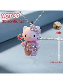 1pc 2D Flat  Heltty Acrylic Pendant Necklace, Fashion Sweater Pendant, Cute & Casual, Suitable As Birthday, Valentine's Day, Thanksgiving, Easter, Christmas Gift - Multicolor - View 15