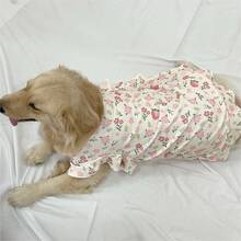 1 pieza Vestido de perro con estampado floral diminuto, vestido floral rosa lindo para perros grandes como Golden Retriever, Samoyedo, Labrador - Rosa - Ver 10