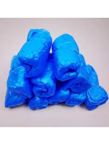 100-Piece Waterproof Disposable Shoe Cover Blue 25cm,Wedding,Y2k,Party - Disposable Shoe Covers (PE) - View 4