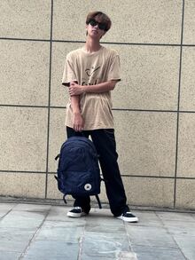 Mochila de poliéster con gran capacidad, apertura con cremallera y logo de la marca Converse, bolsa de estudiante, mochila, tamaño mediano, azul marino - azul real - Ver 10