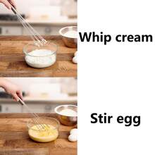 Stainless Steel Egg Beater, Kitchen Baking Whisk Tool, Cake Cream Whipper - Silver - View 7