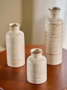 Cirelle 3 件套白色陶瓷花瓶套装，农舍波西米亚风家居装饰花瓶，波西米亚风花瓶适用于厨房、卧室、办公室、客厅、浴室、架子中心装饰桌饰节日装饰礼物生日毕业 - 多色 - 查看 5