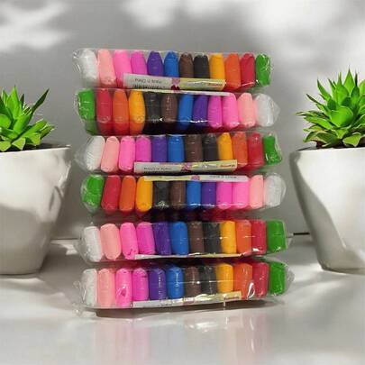 6 paquetes de 12 colores plasterines para hecho a mano,desarrolla la cerebro,cada paquete con herramienta.