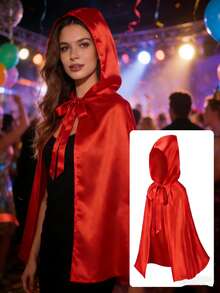 Áo choàng Halloween kiểu anime, có mũ trùm đầu, buộc dây, một lớp màu đỏ, phù hợp với mọi loại trang phục lễ hội. - áo choàng - Xem 2