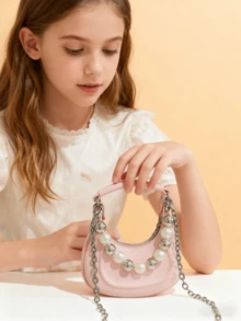 Kids New Fashion Crossbody Bag, Mini Chain Shoulder Bag, Makeup Bag, Coin Purse, & Delicate Small Bag, Holiday Gift, Gold, Silver, Black, Pink, White - Multicolor - View 10