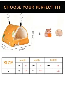 1 pezzo Letto per animali domestici in lana stampata a triangolo, adatto per pappagalli, criceti, cincillà, scoiattoli, letto per animali domestici autunno/inverno. Con design gancio appeso, morbido, traspirante e caldo, utilizzabile in tutte le stagioni. - Giallo - Visualizzare 8