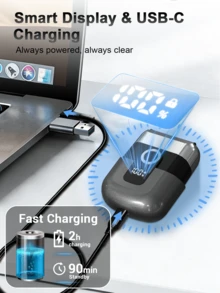 Men's Electric Shaver With Digital Display, Rechargeable Foil Shaver, Ultra-Portable Wet & Dry Razor, Compact Travel Shaver – Holiday Gift For Him, Father's Day Gift - Xám - Xem 6