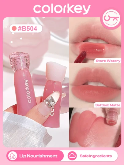 COLORKEY Mini Brillant à lèvres mat doux à sensation d'eau, teinte à lèvres, rouge à lèvres liquide, fini mat transparent, longue tenue, waterproof, anti-taches, convient aux femmes et aux filles, parfait pour le printemps/été, maquillage Y2K, maquillage des années 90, set de maquillage pour les lèvres, mariage, fête des mères