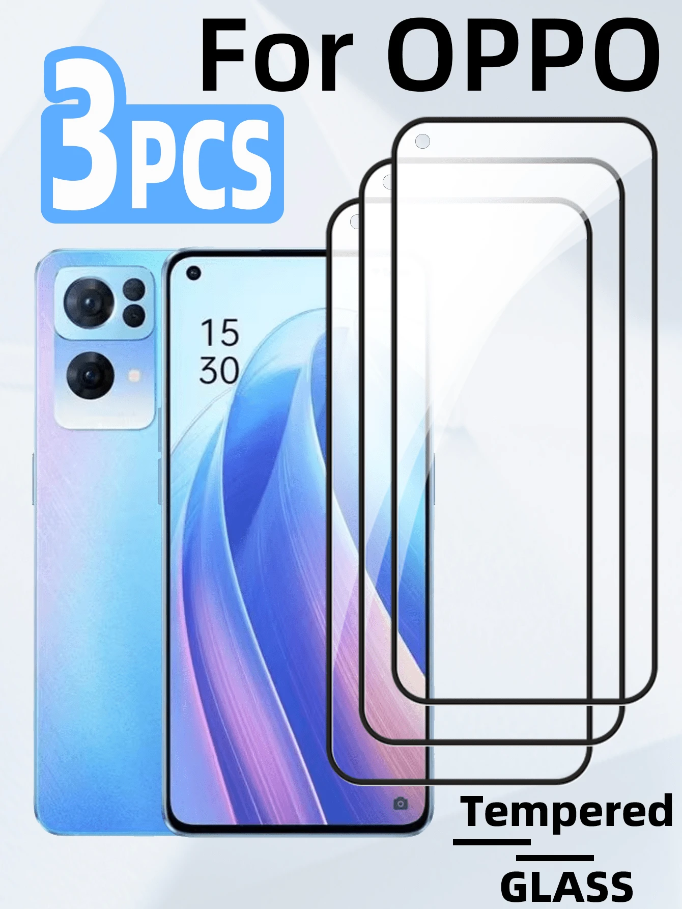3pcs Full Coverage Tempered Glass Screen Protector, Compatible With OPPO, Smooth Surface, High Definition And Hardness, Anti-Fingerprint, Anti-Scratch, Anti-Oil, Anti-Shatter, Easy Installation, No White Edges, No Bubbles, Compatible With Phone Cases - Clear - View 1