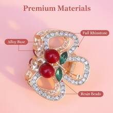 1个女士甜美幸运3D水晶樱桃发爪 - 防滑结实，优雅，适合日常/约会/派对/婚礼 - 彩色 - 查看 5