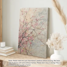 1幅现代樱花帆布艺术海报，抽象花卉风景画，当代魅力风格，春/冬主题，带框或不带框，房间装饰，家居装饰，理想的乔迁礼物，大学宿舍公寓装饰，酒店，家庭，客厅，卧室，浴室和办公室墙面装饰礼品 - A - 查看 10