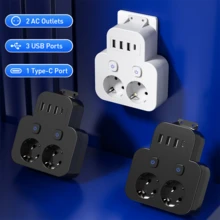 2 enchufes de CA + 3 USB + 1 adaptador de viaje multifunción Tipo C, extensor de enchufe de pared compacto y portátil adecuado para oficina, viajes, juegos, hogar, escuela - Ver 11