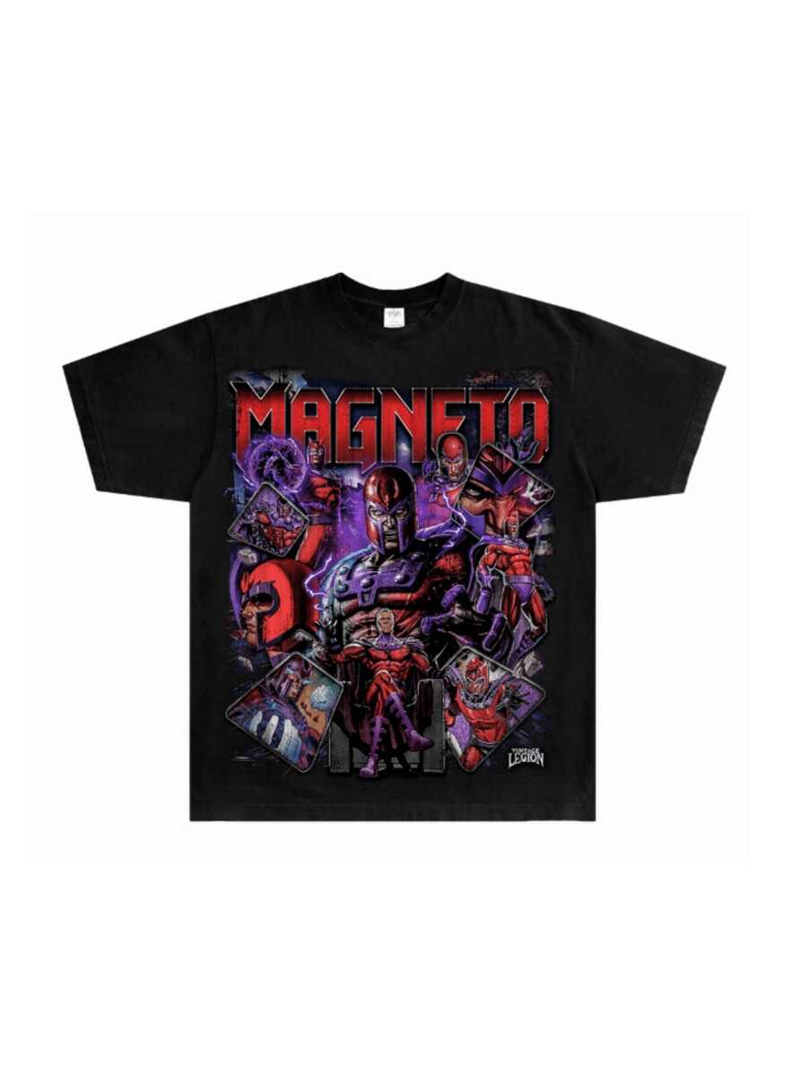 A -Shirt Featuring An Iconic Magneto Graphic, Crafted From Cotton, Weighing 220 Grams, Casual Outings While Celebrating Fandom In Style - Street Fashion Shirt - Breathable And Light - Comfort Fit - Casual & Stretchy - Geometric Pattern - Casual-Shirt - 黑色 - 查看 1