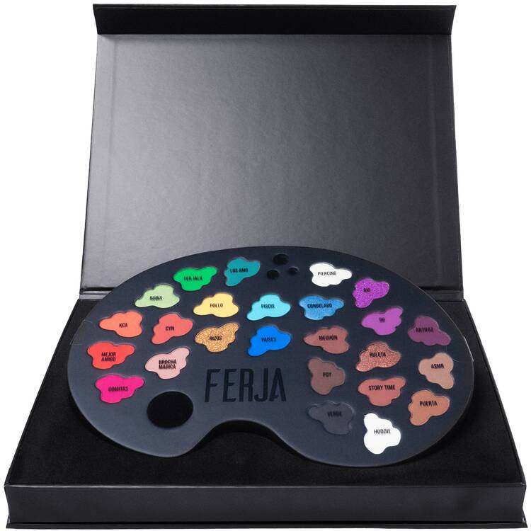 FERJA sombras de ojos godette arte colorido en un solo diseño, paleta sombras intensas, colores ideales para Halloween, Día de Muertos, fiestas y maquillaje creativo, pigmentación alta, estuche compacto portátil - Multicolor - Añade 2