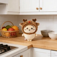 千川系列小型站立毛绒玩偶，圣诞驯鹿头饰兔兔毛绒玩偶，生日及节日礼物 - 黃棕色 - 查看 7