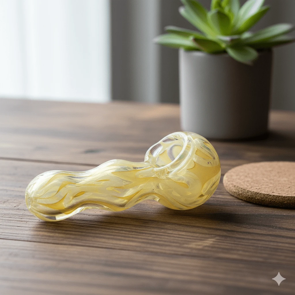 4" Handmade Glass Product, Creative Curved Tube, Household Gadgets, Holiday Gift, Birthday Gift, Gift For Friends,Yellow Particle - Yellow Particle - View 1