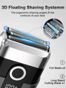 Men's Electric Shaver With Digital Display, Rechargeable Foil Shaver, Ultra-Portable Wet & Dry Razor, Compact Travel Shaver – Holiday Gift For Him, Father's Day Gift - Xám - Xem 7