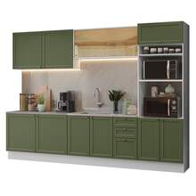 Cocina Integral Completa Modular Madesa Vik 310cm BV 01 - Blanco y Verde - Ver 2