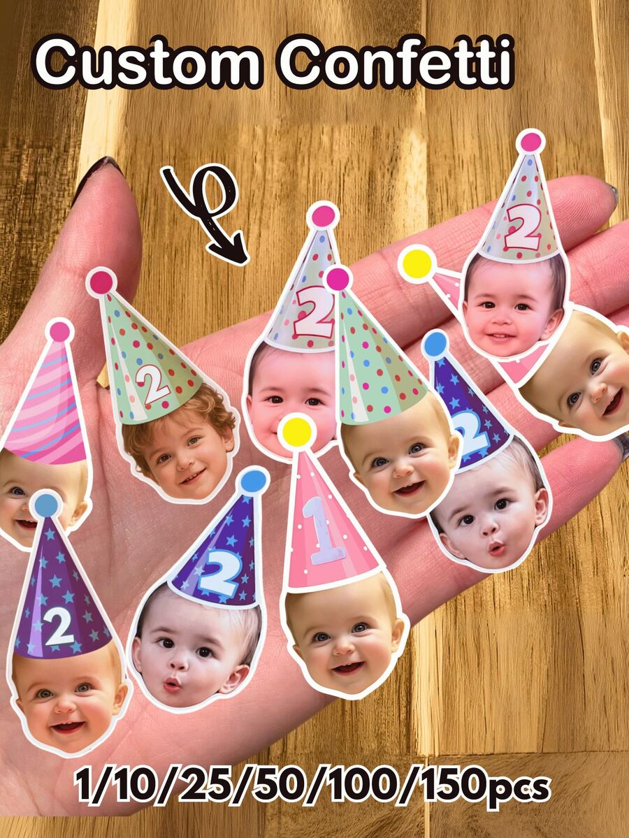 1/10/25/50/100/150片闪亮彩色纸屑。多种数量可选，适用于生日、婴儿派对、家庭聚会、节日蛋糕装饰——是居家、DIY派对爱好者、活动策划者的理想之选——蛋糕装饰、个性化节日装饰、甜点点缀、派对用品、厨房必备品。