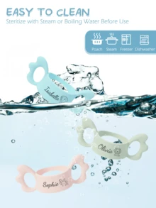 1pc Personalized Customization Debossed Name And Pattern Wings Silicone Baby Bottle Cover Lightweight Baby Bottle Handle Grip Sleeve With Partial Protection, Anti-Slip Design For Bottles And Water Cups Childern Essentials Gifts - Multicolor Laser - View 9