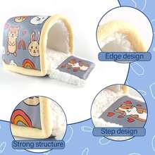 New Hamster Nest, Golden Hamster Flower Branch Nest With Cotton Lining, Warm Pet Cotton Nest For Overwintering, Small Pet Supplies - Grey - View 4