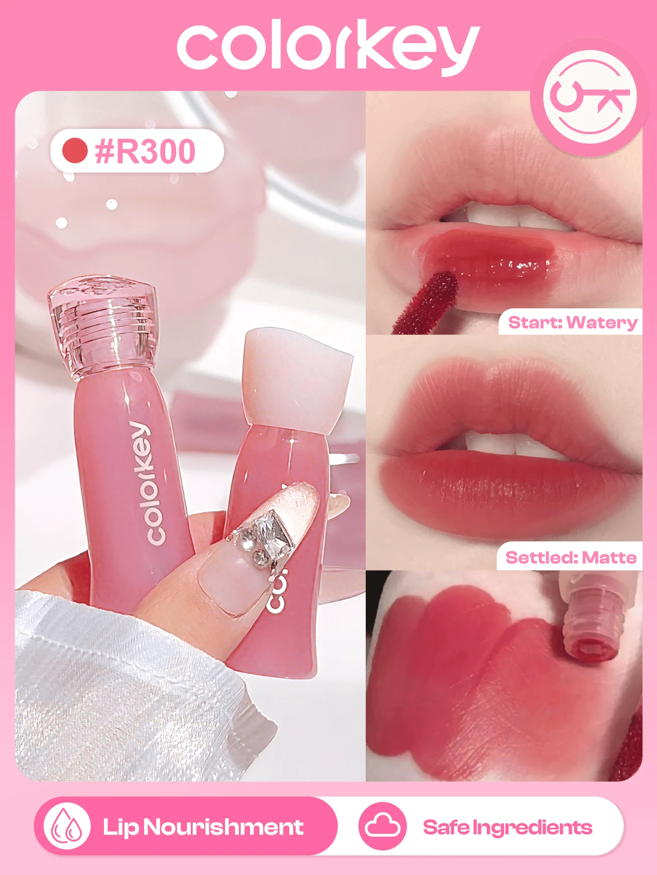 Son bóng lì mềm mịn COLORKEY Mini, son tint, son môi dạng lỏng, lớp phủ lì trong suốt, lâu trôi, chống nước, không lem, phù hợp cho nữ và bé gái, hoàn hảo cho mùa xuân/hè, trang điểm phong cách Y2K, trang điểm thập niên 90, bộ trang điểm môi, quà cưới, quà sinh nhật, đồ dùng cần thiết cho ngày lễ và tiệc tùng, màu sắc đẹp nhất. - R300 - Xem 1