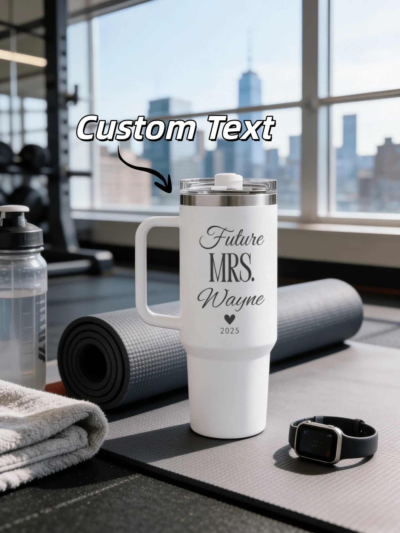 1pc Custom Valentine's Day Water Cup With Personalized Text, Ideal For Daily Use And Romantic Gifts - Multicolor - View 1