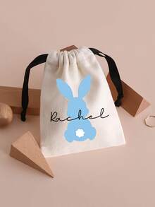 1 Stück personalisierte Ostergeschenktüten: Bunte Kaninchen Leinwand Aufbewahrungstaschen, personalisierte Aufbewahrungstaschen mit blauem Kaninchen Text, Ostergeschenke, personalisierte Schmuckverpackung, personalisierte Logos, staubdichte Geschenktüten - Weiss - Übersicht 7
